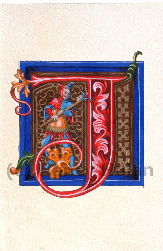 alphabet letter j medieval illuminated letter j painted