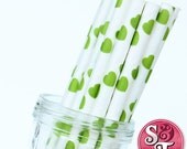 Lime Green Hearts Party Paper Straws - Cake Pop Sticks - Pixie Sticks - Qty 25 Il_170x135
