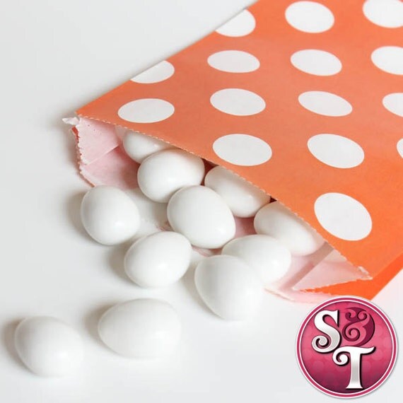 Dot Orange Goodie Favor Treat Bags - Qty 12 Il_570xn