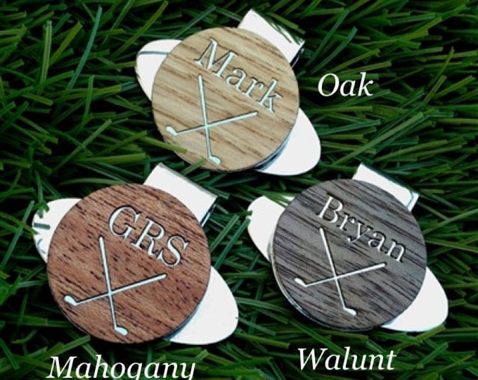 Personalized Engraved WOOD Golf Ball Marker, Golf Gifts for Men,Gift for Golfer,Dad Gift,Men's Gift,Birthday Gift for Dad,Magnetic Hat Clip