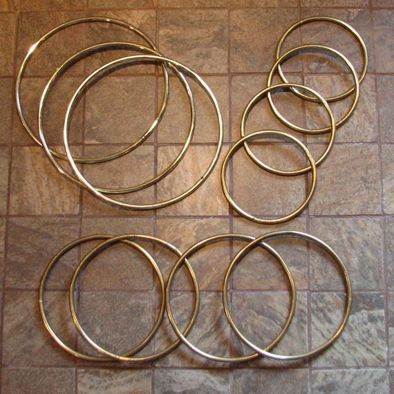 Vintage Craft Metal Macrame Rings Hoops Three Sizes Set of 11