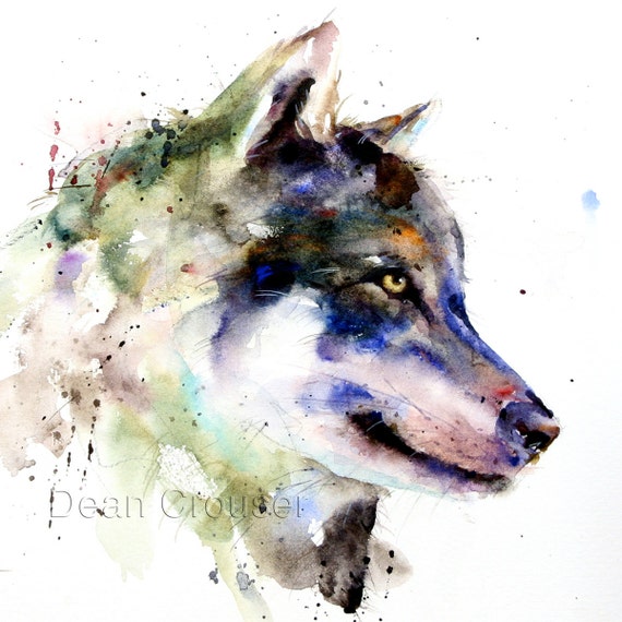 WOLF Watercolor Print by Dean Crouser