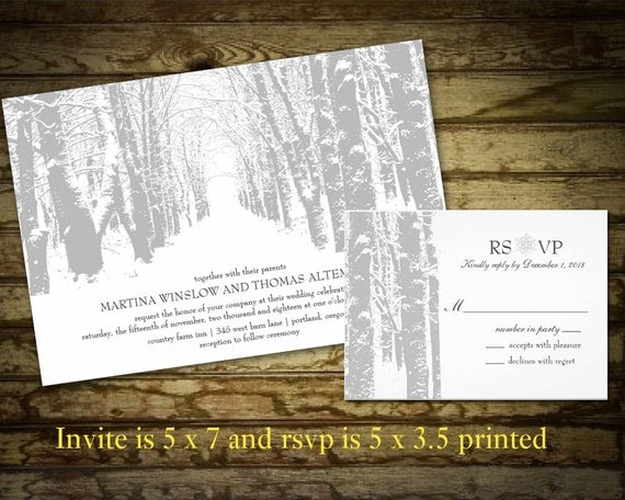 Winter Wedding Invitations Country Winter Landscape with Trees and Snow Winter Wonderland Printable File