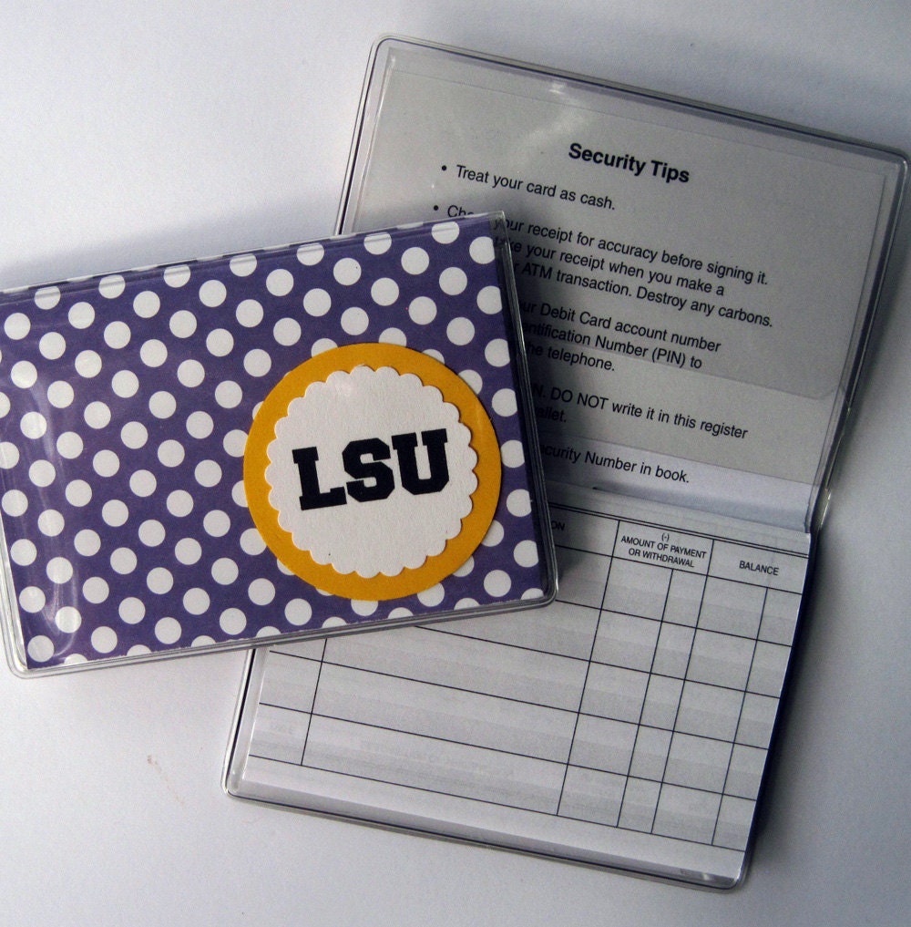 Debit Card Case or Cover with Register LSU Purple and Gold