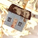 folk art primitive mixed media 3 d little powder blue wooden house with tin roof christmas tree ornament sculpture k d milstein fadedwest