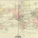 World Map - ORIGINAL Antique 1895 Map of the World - North South America Europe Africa Asia Australia Poles - Vintage Map