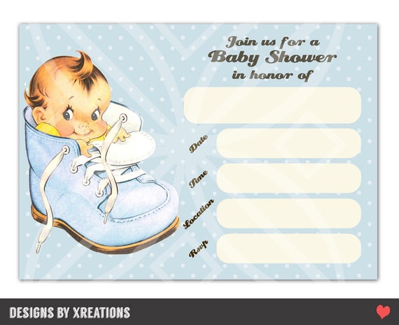 Baby Boy Shower Invitation - Digital Template - Printable - Fill ...