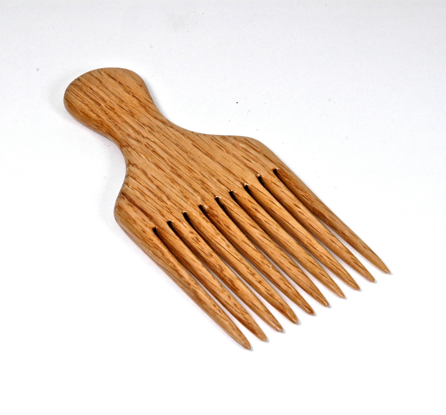 Hair Pick Hair Comb in Antique Red Oak Wood