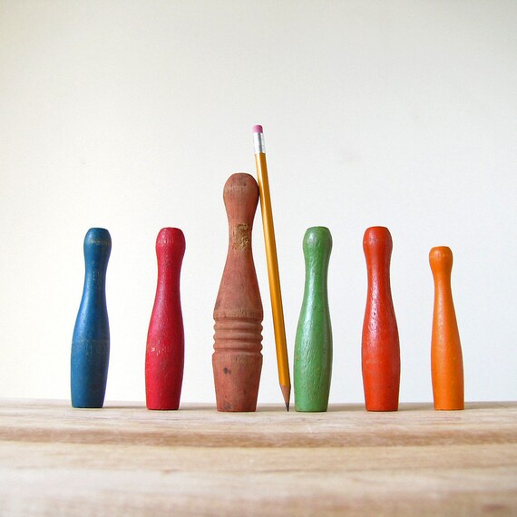 Vintage toy bowling pins from Sharp No. 2