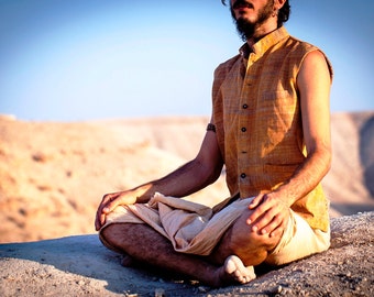 Khadi Cotton Vest with Collar
