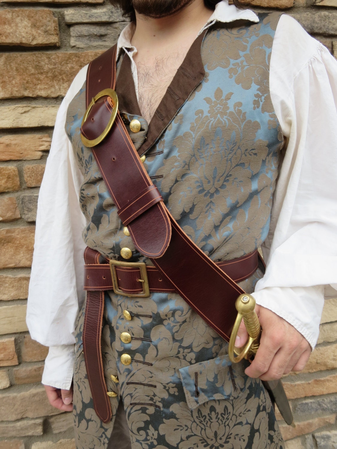 Leather Baldric/SwordBelt Dark Brown Distressed Ready to