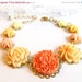 Flower Bracelet, Orange N Yellow, floral bracelet, resin flowers, gold plated settings