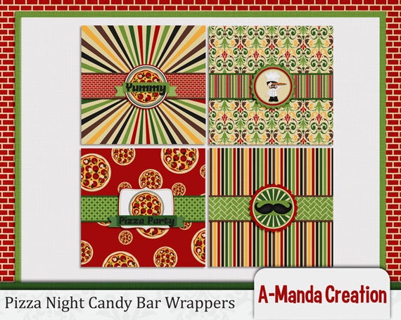 Pizza Night Birthday Party Candy Bar Wrappers Il_570xn