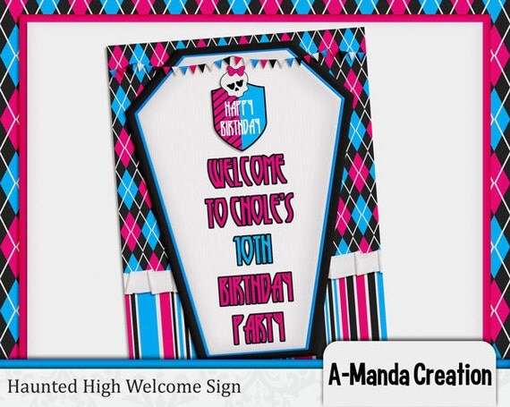 Haunted High Birthday Party Custom Welcome Sign Il_570xn