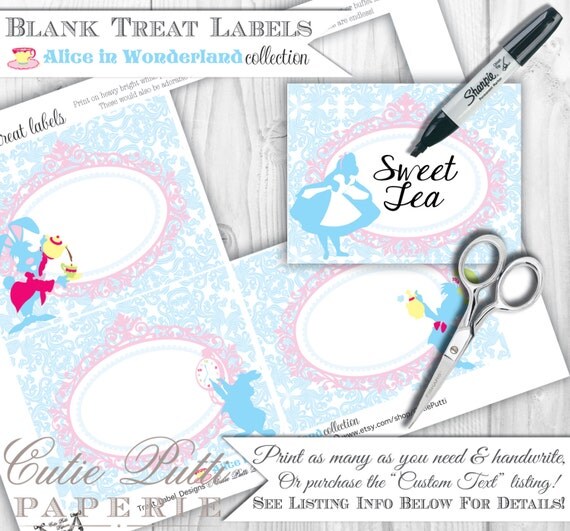 Alice in Wonderland Party Candy Buffet Signs by Cutie Putti Paperie Il_570xn