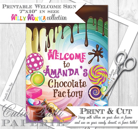 Willy Wonka PRINTABLE WELCOME SIGN Cutie Putti Paperie