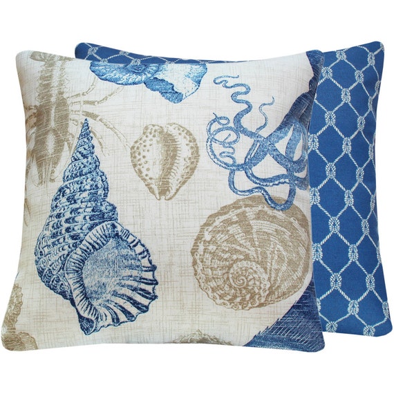 Outdoor Pillow Blue Pillow Beach Coastal by ChloeandOliveDotCom