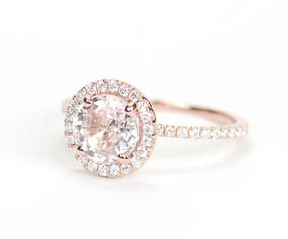 Round halo engagement ring rose gold