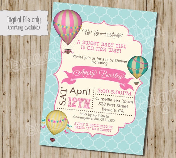 Hot Air Balloon Baby Shower Invitation DIY 013