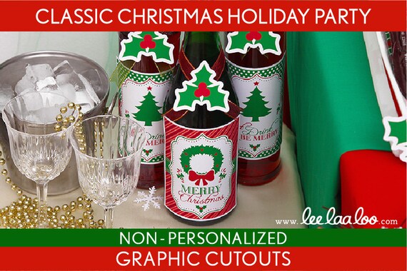 Classic Christmas Holiday Party - Graphic Cutouts NonPersonalized Printable // Classic Christmas - H2Ng Il_570xn