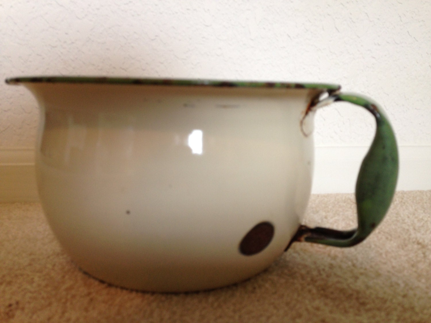 Vintage Wood Potty Chair with Enamel Chamber Pot