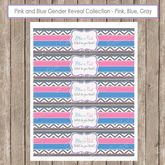 chevron-gender-reveal-water-bottle-labels-printable-instant-download