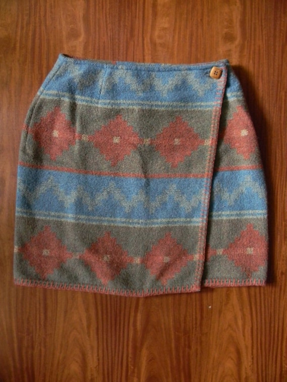 Southwestern Blanket Wool Wrap Skirt
