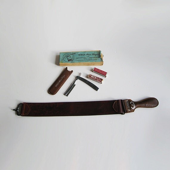 Vintage Weck Hair Shaper Straight Razor with Guard Stainless