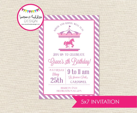 Carousel Birthday Invitation, Carousel Birthday, Carousel Printables, Carousel Birthday Decorations, Lauren Haddox Designs Il_570xn