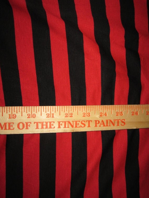 Apx. 7/8 Red and Black Knit STripe Fabric by funkaliciousfabrics