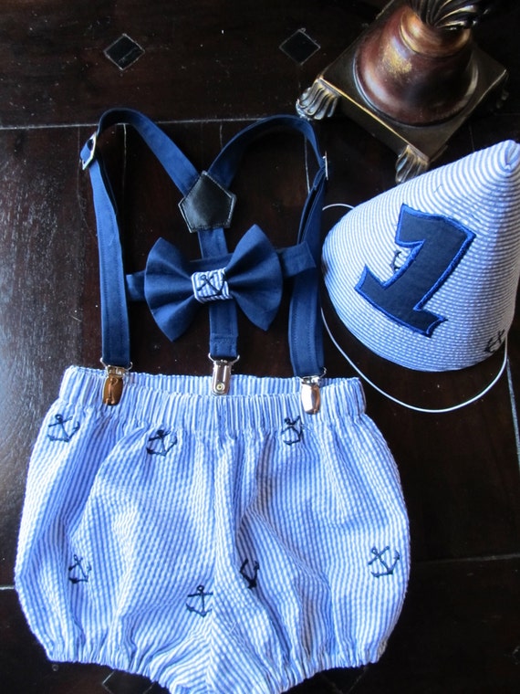Nautical Smash Cake Outfit Birthday Boy Outfit by TwoLCreations