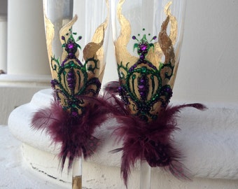 mardi gras champagne flutes