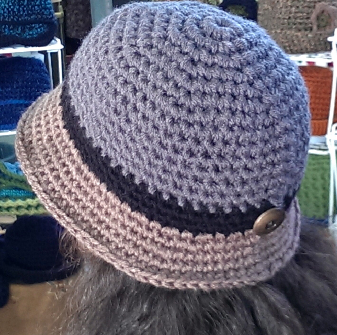 CROCHET PATTERN Bucket Hat, Dark Grey Taupe Hat, Women's Bucket Hat