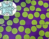 Lime sparkly silly dots printed on purple 1 1/2" grosgrain ribbon- Gorgeous in person- Halloween Il_170x135
