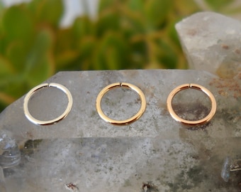 Nose Hoops - Tragus - Helix - Cartilage Earrings - Sterling Silver 14KYellow & Rose Gold Filled - Set of 3 Hoops 16 Gauge 7mm Inner Diameter