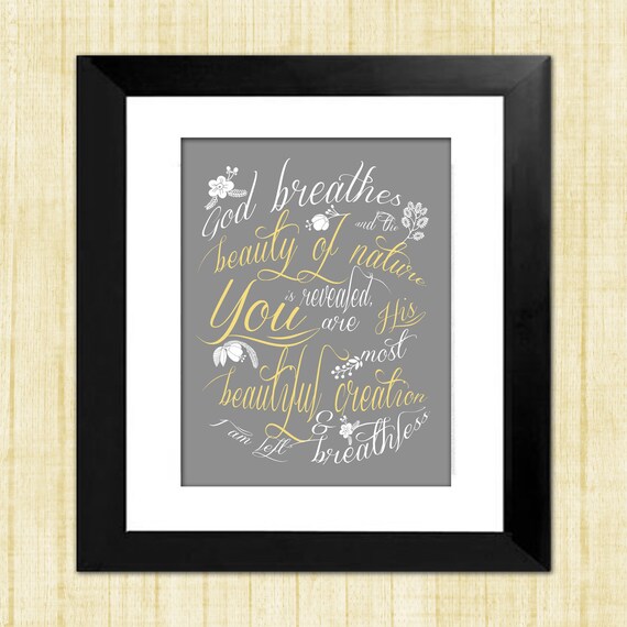 Inspirational Wall Art Aqua Blue Flowers Instant Digital