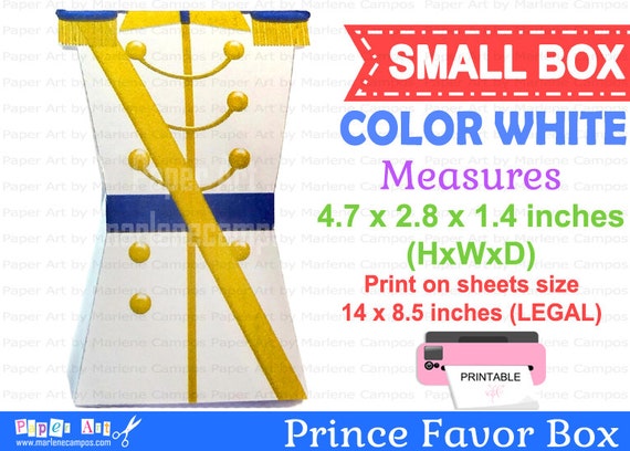 Prince Favor Box, White Prince favor box, Charming prince, Princess Birthday, Birthday Party, Candy Box | Printable | INSTANT DOWNLOAD Il_570xn