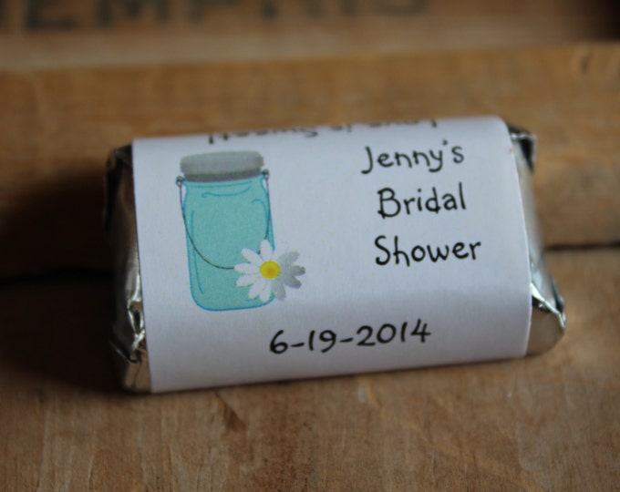 Mason Jar Daisy Bridal Shower Wedding Candy Bar Wrappers Rehearsal Dinner Favors Candy Wrappers