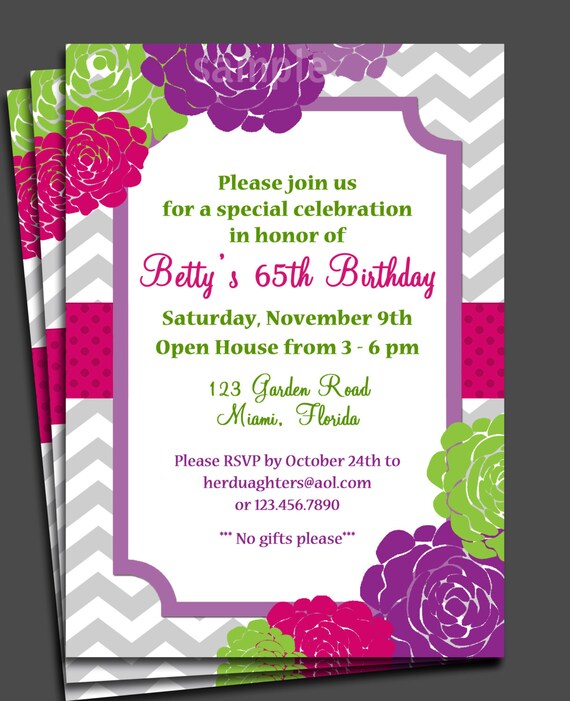 Flowers in Bloom Invitation Printable - Bridal Shower, Wedding Invitation, Birthday Invitation, Anniversary Invitation Il_570xn