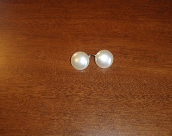 vintage clip on earrings ivory circles,dots