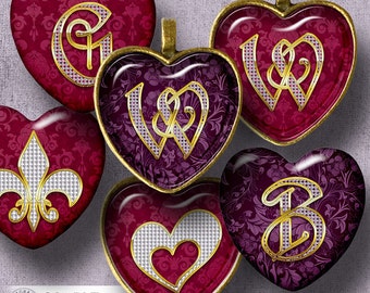 Diamond Alphabet Letters - 1.5x1.5 inch and 1x1 inch Hearts - Digital ...