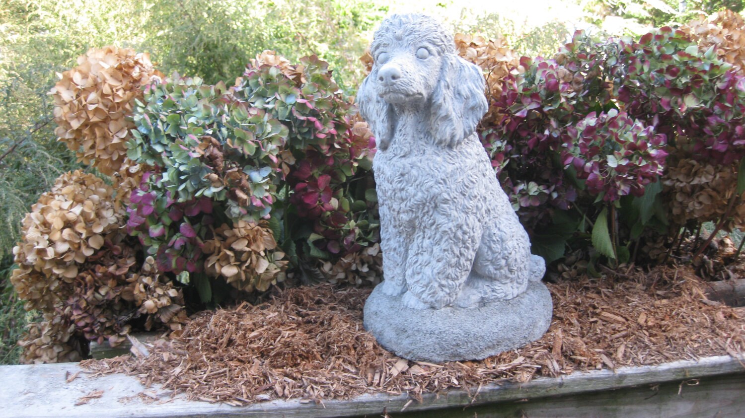 Concrete Large Poodle Dog Statue Memorial by springhillstudio