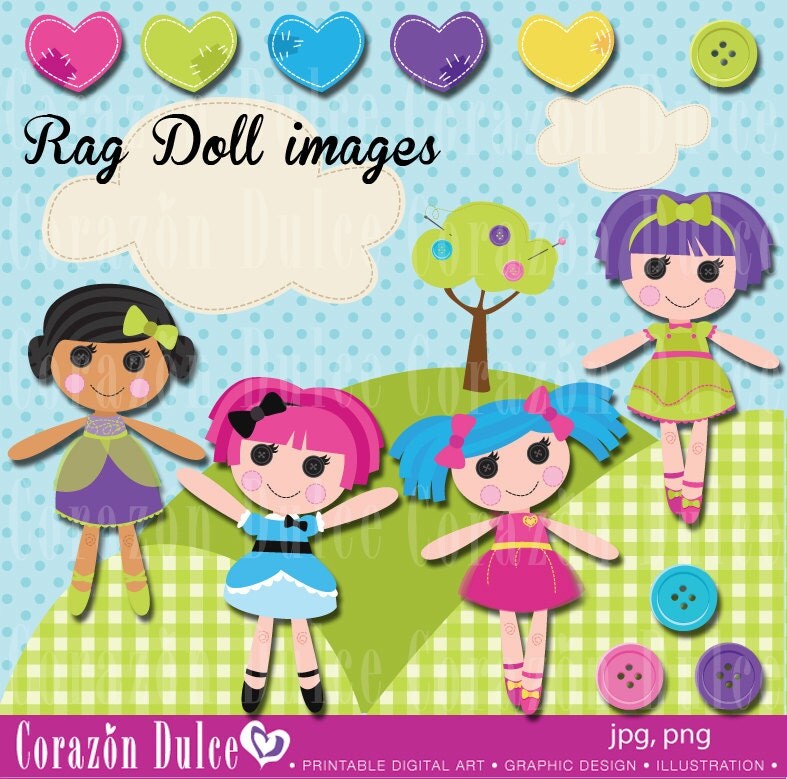 Rag doll clipart set Personal and Commercial Use by corazondulce