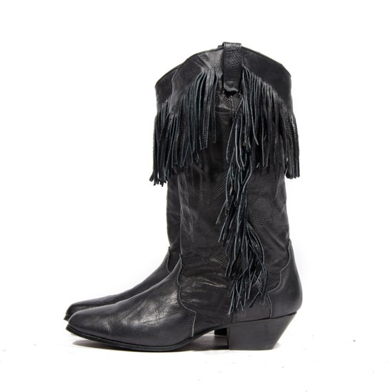 Women's DINGO Black Fringe Boots Western Cowboy Boots