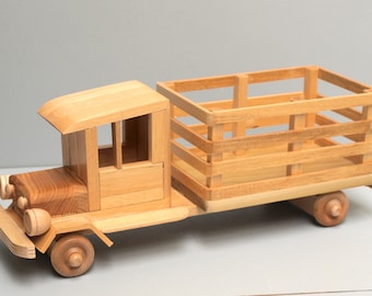 WOOD FARM Truck Eco-friendly Wooden Toy Car for Kids Organic Natural Unpainted Finish