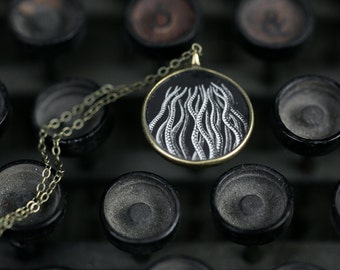 Ernst Haeckel Necklace - Miniature Pendant - Vintage Typewriter Key Inspiration - Glossy Resin Charm
