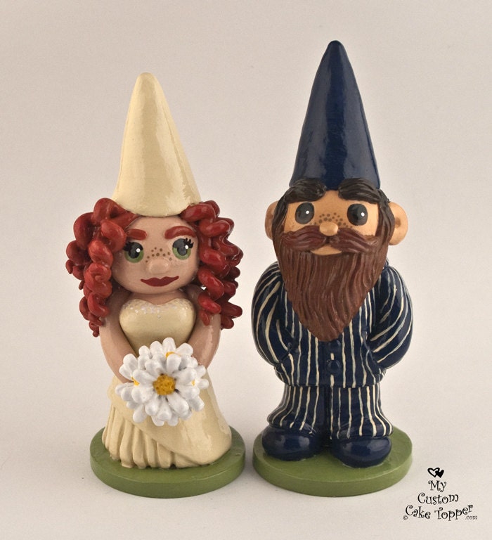 Gnome Bride and Groom Wedding Cake Topper Gnome Bride and Groom Wedding Cake Topper