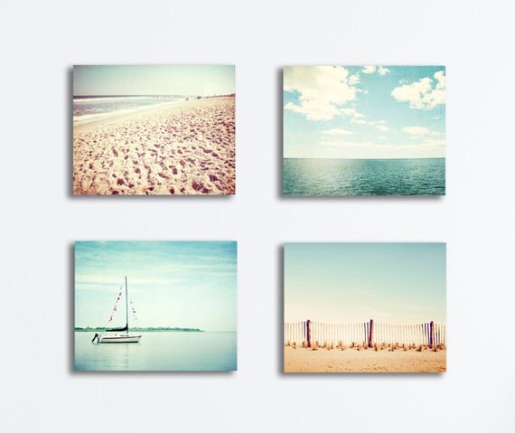 Items similar to Beach Canvas Set - four coastal photography canvas ...