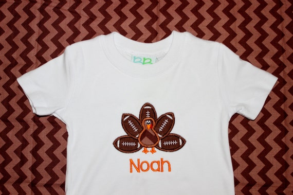 Items similar to Personalized Thanksgiving Football Turkey Applique ...