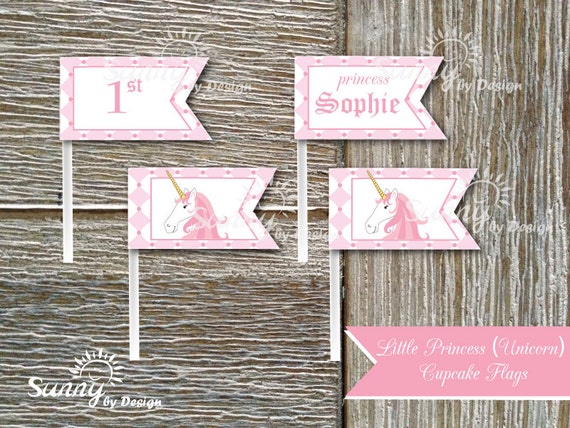 Little Princess (Unicorn) printable Cupcake Flags Il_570xn